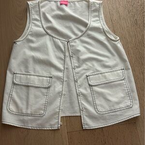 Stylish Cream Vest Sleeveless Blouse